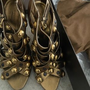 Gucci Gold studded heels! Super comfy!